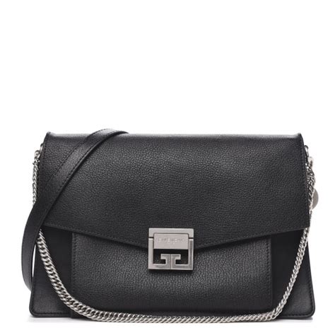 GIVENCHY Sugar Goatskin Medium GV3 Shoulder Bag Black 